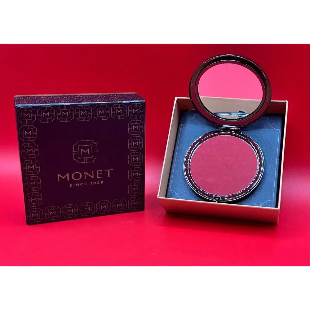 Monet Brilliant Cluster Blues Jewels Rhinestones Double Mirrors Compact Case NEW